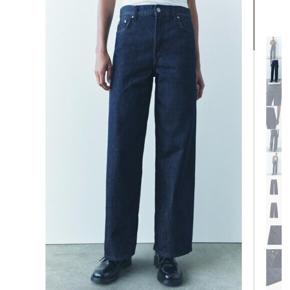 NWT ZARA MID WAIST BAGGY JEANS ZW COLLECTION BLUE - Picture 6 of 11